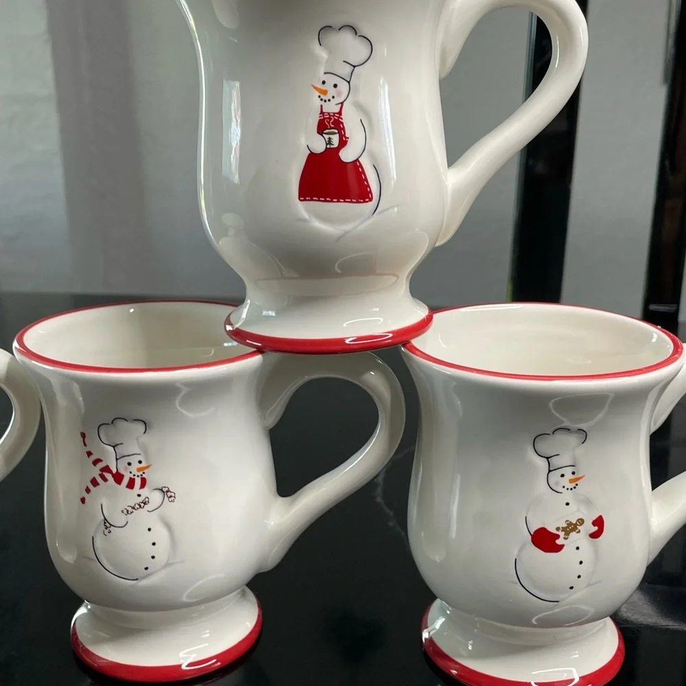 Williams Sonoma Snowman Chef Mugs